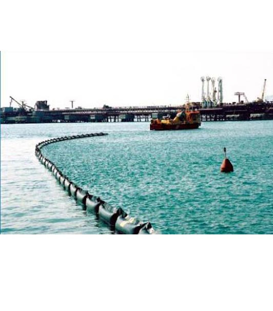 Inflatable rubber oil boom